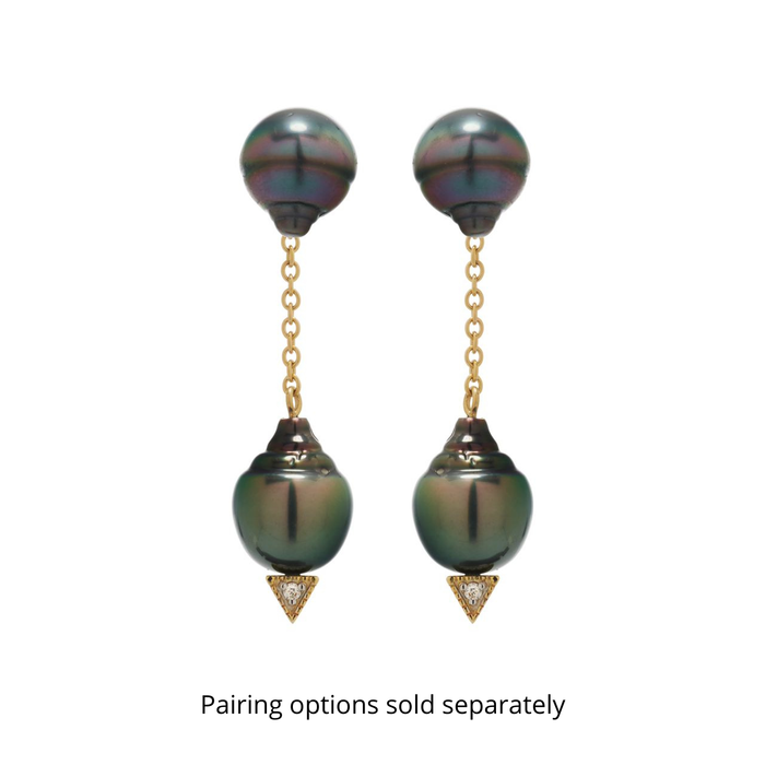 Circle Tahitian Pearl Studs (9K Gold) - Carrie K. 