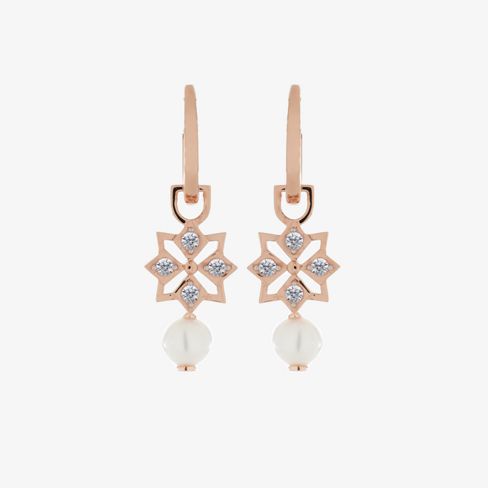 Star Mini Pearl Hoop Earrings (14K Gold) - Carrie K. 