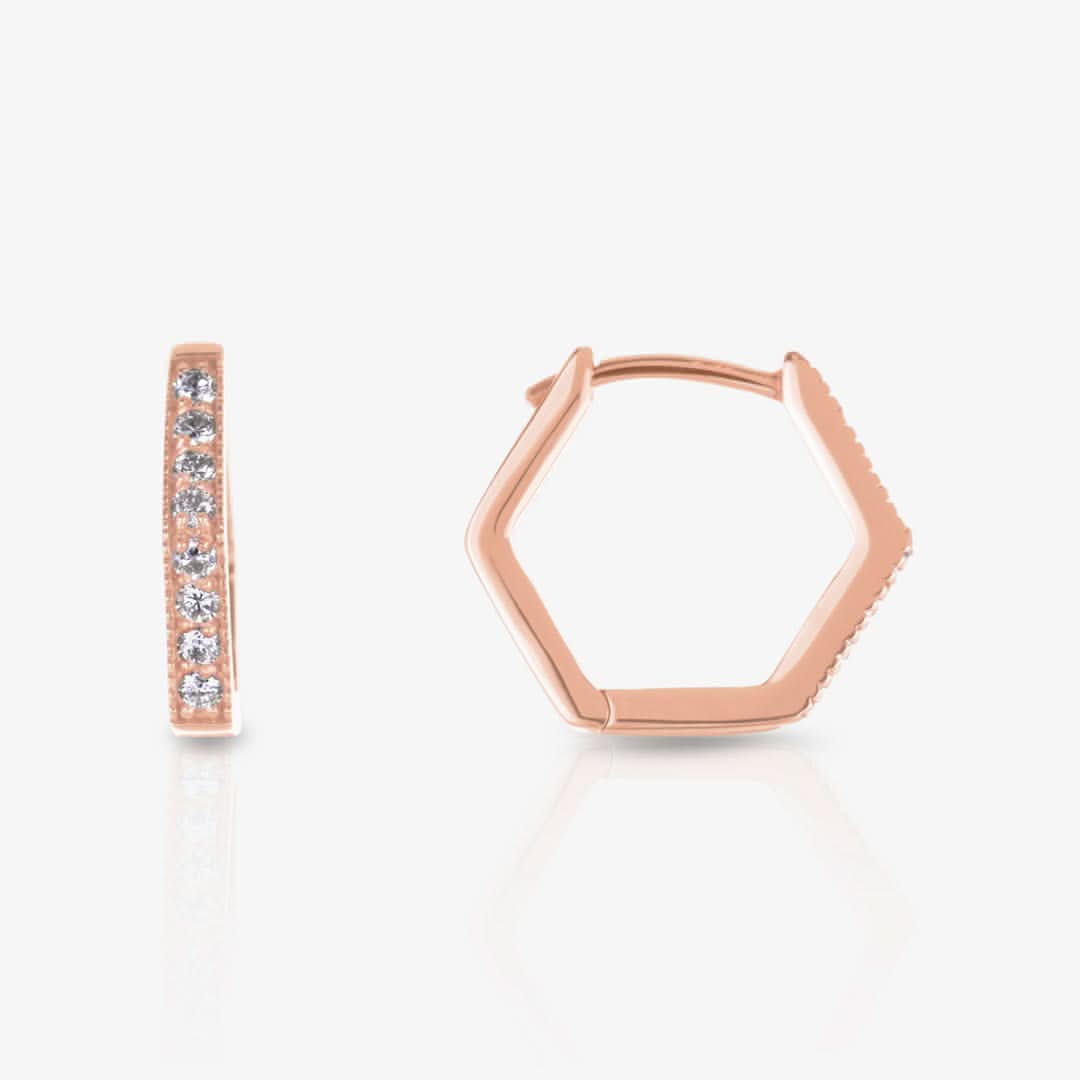 Gold hexagon hoop earrings outlet