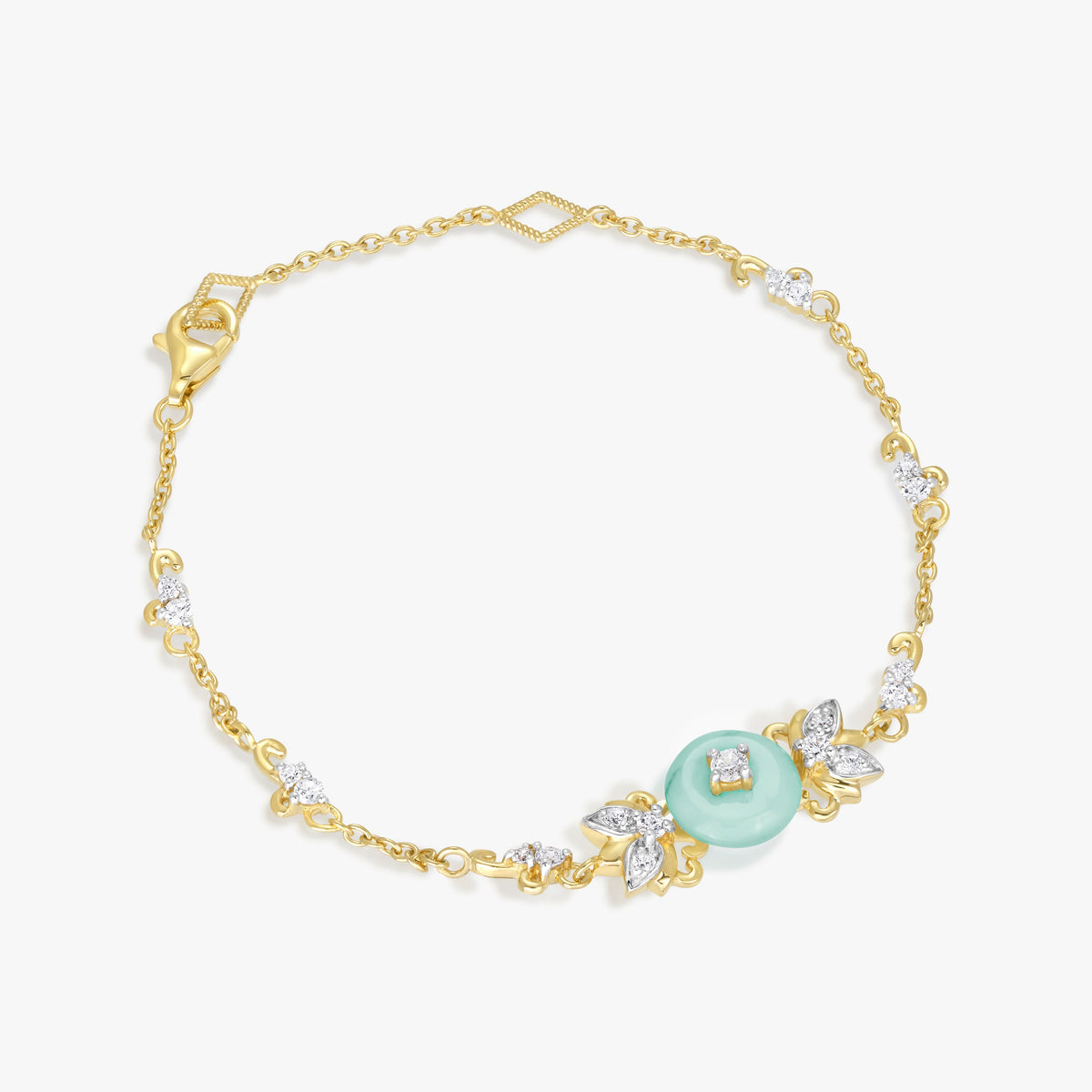 Abundant Fortune Lotus Olive Jade Gemstone Bracelet