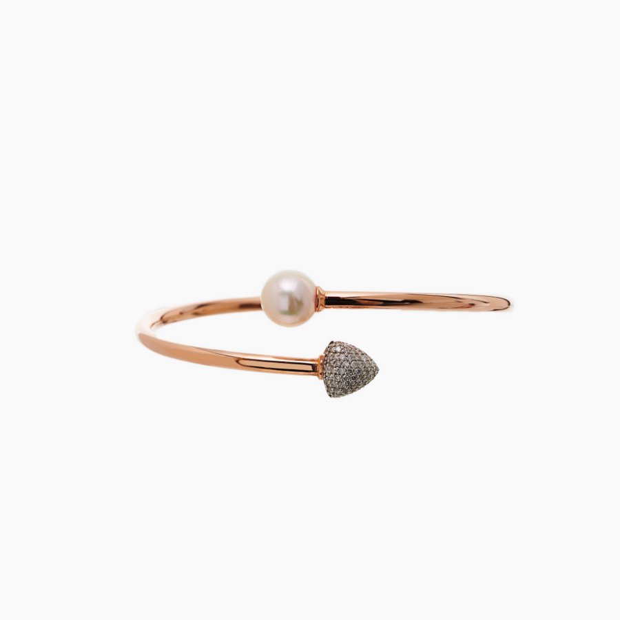 Trilliant Pearl Twisty Bangle (14K Gold) - Carrie K. 