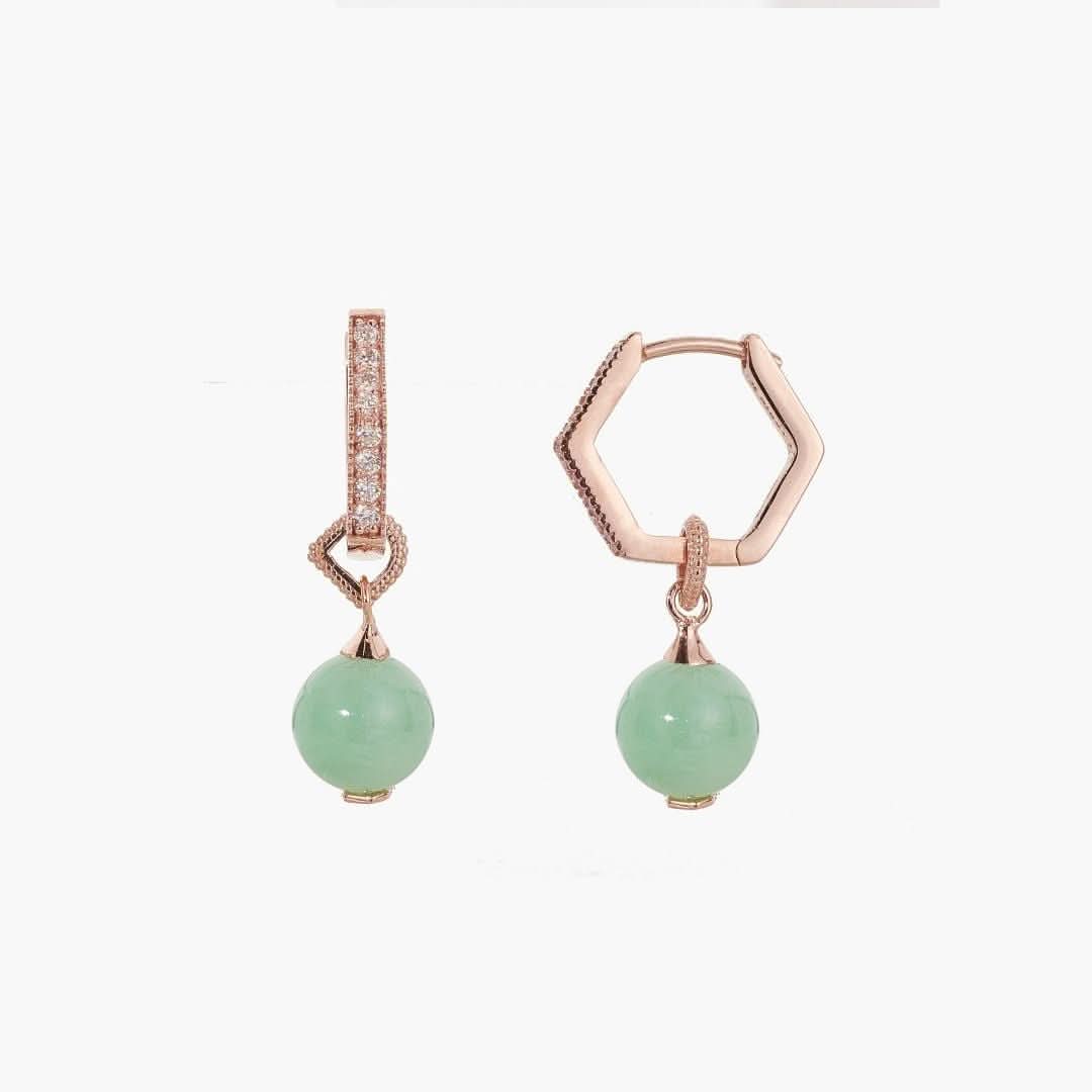 Hexa Hoop Jade Earrings (14K Gold) - Carrie K. 