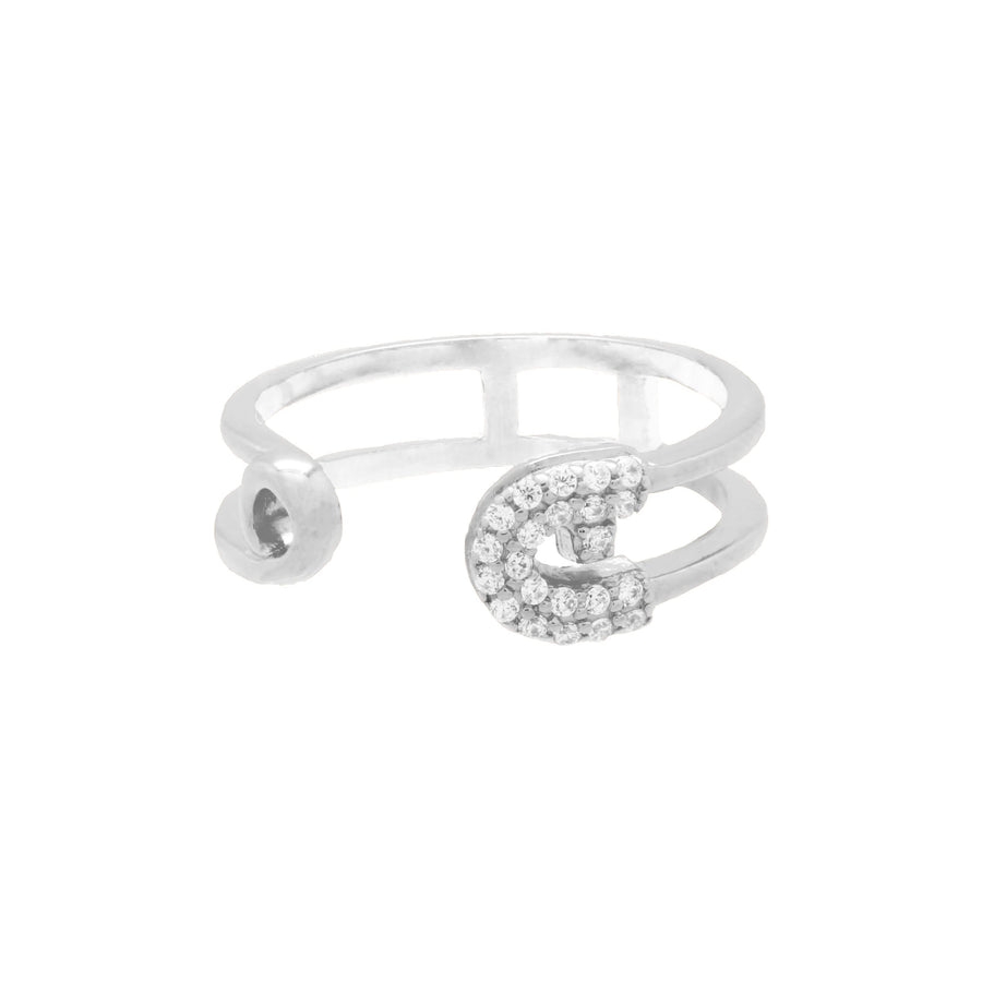 Reborn Safety Pin Bling Silver Ring - Carrie K. 