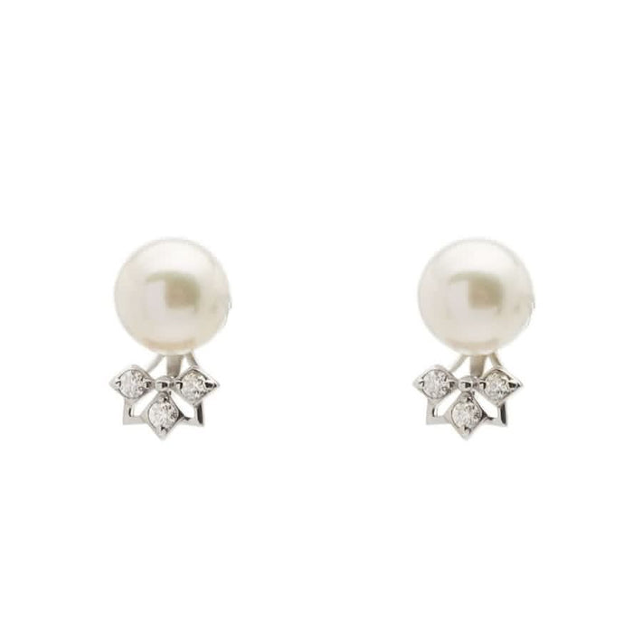 Akoya Pearl Studs with Mini Ear Jacket (14K Gold) - Carrie K. 