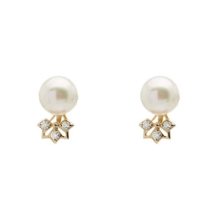 Akoya Pearl Studs with Mini Ear Jacket (14K Gold) - Carrie K. 