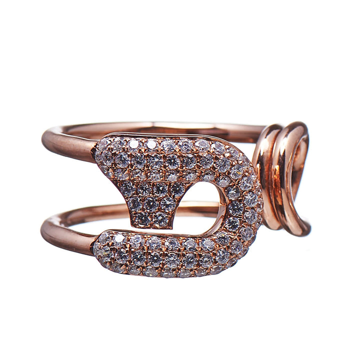 Reborn Large Safety Pin Paved Diamond Ring - Carrie K. 