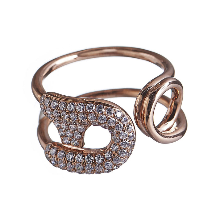 Reborn Large Safety Pin Paved Diamond Ring - Carrie K. 