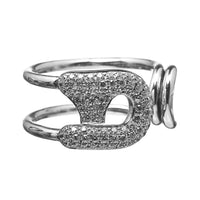Reborn Large Safety Pin Paved Diamond Ring - Carrie K. 