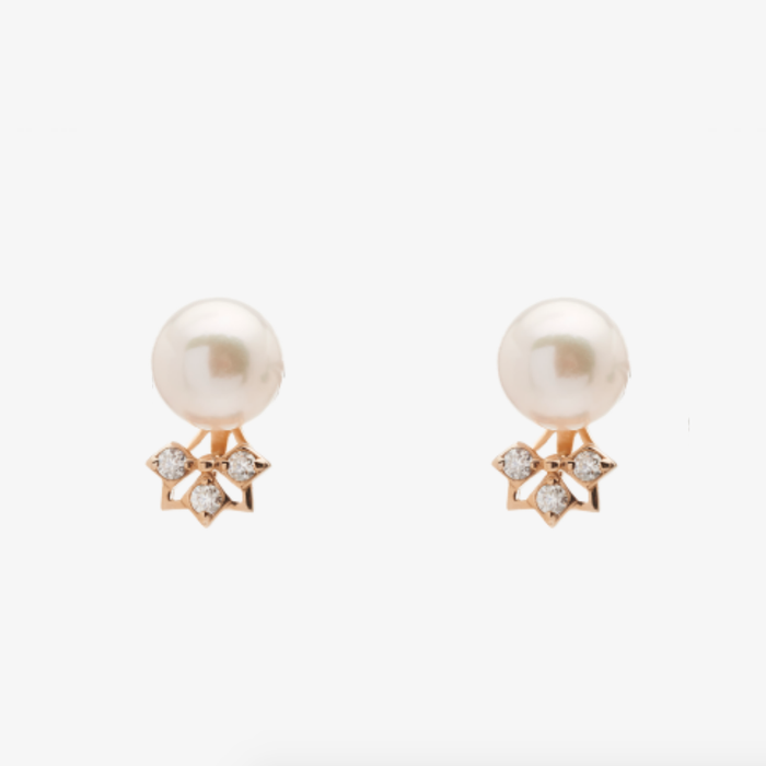 Akoya Pearl Studs with Mini Ear Jacket (14K Gold) - Carrie K. 